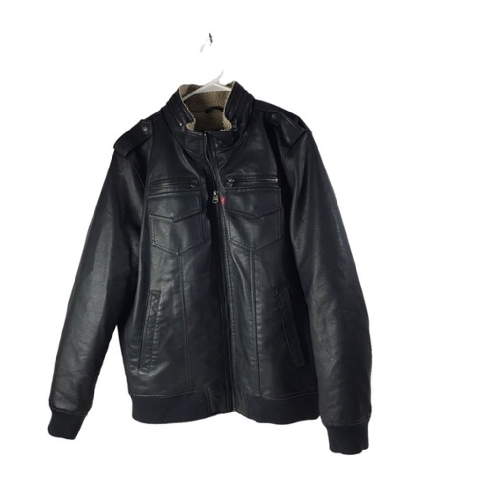 Men's Levi's® Faux-Leather Sherpa-Lined Aviator Bomber Jacket sz XL , blue